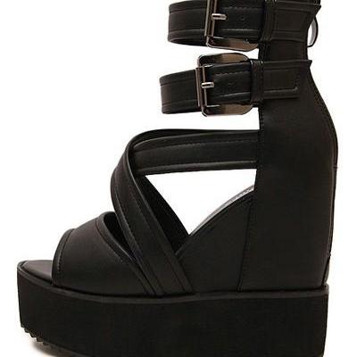 black crossover wedges