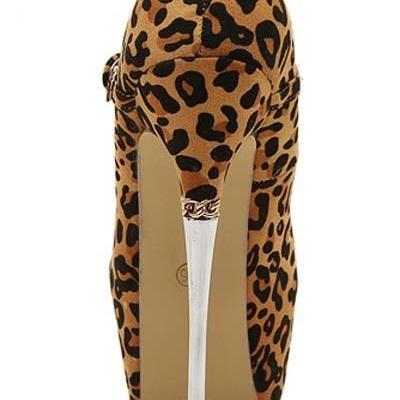 Leopard Suede Platform Mary Jane Stiletto Heels
