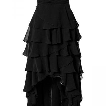 Black Ladies High Low Strpless Layered Maxi Dress..
