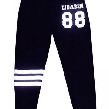 Black Ladies 88 Printed Sport Leisure Pants