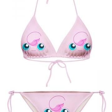 Pink Jigglypuff Printed String Bikini Top..