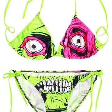 My Wish Green Zombie Printed String Bikini Top..