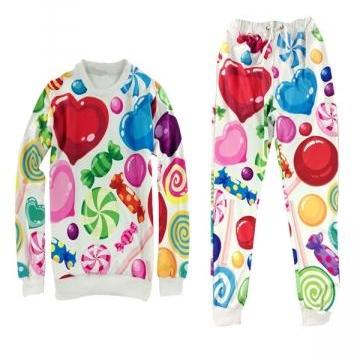 My Wish White Candy Printed Sports Womens Pullover..