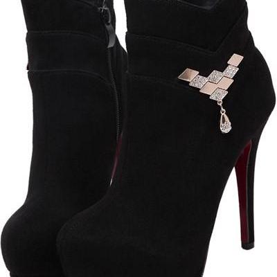 black suede booties platform