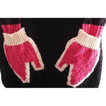 Womens Crewneck Long Sleeve Gloves Pocket Pullover..