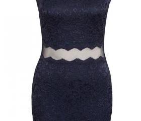 Free Shipping Dark Blue Mesh Cutout Lace Bodycon Dress on Luulla
