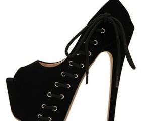 lace up peep toe platform statement heel