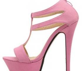 Free Shipping Pink Cutout Ankle Strap Platform Stiletto Heels on Luulla