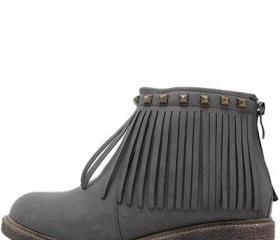 gray fringe booties
