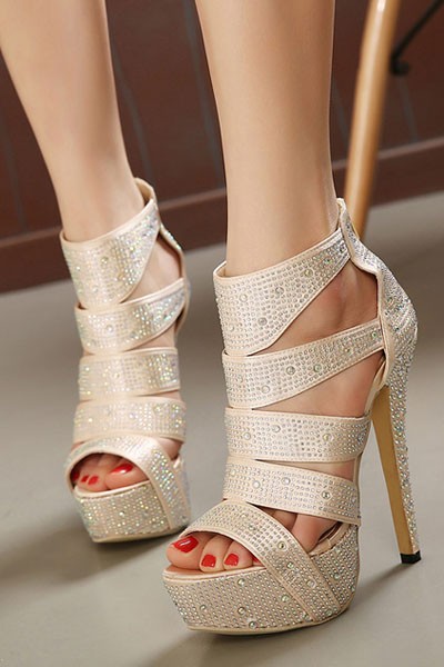 gold peep toe platform heels