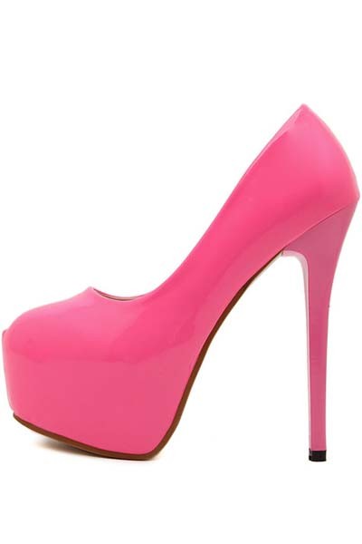 Pink Patent Leather Pump Platform Stiletto Heels