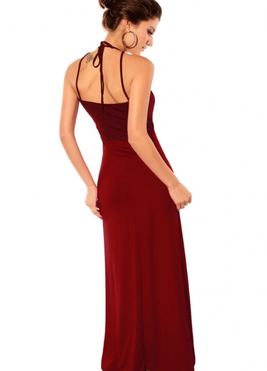Red Elegant Long Halter Neck Evening Dress PQ A on Luulla