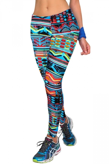 Turquoise Geomtry Pattern Printed Leisure Pants
