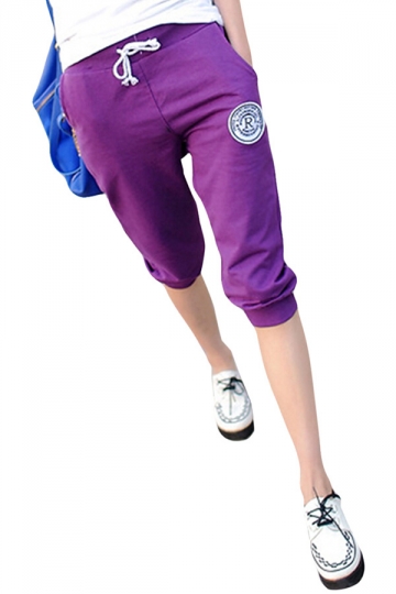 Purple Ladies Candy Color 3/4 Sport Leisure Pants