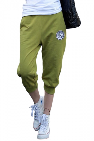 My Wish Green Ladies Candy Color 3/4 Sport Leisure Pants