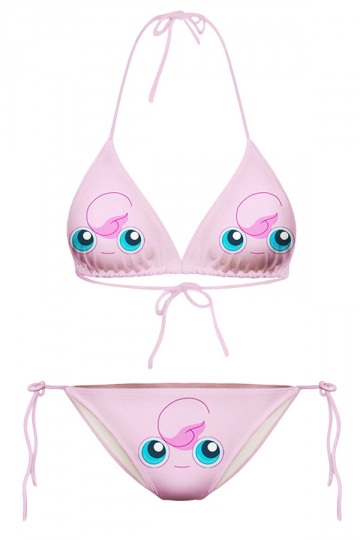 Pink Jigglypuff Printed String Bikini Top & Swimwear Bottom