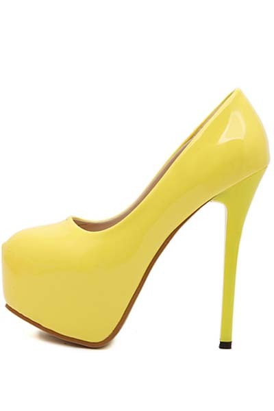 Yellow Patent Leather Pump Platform Stiletto Heels on Luulla